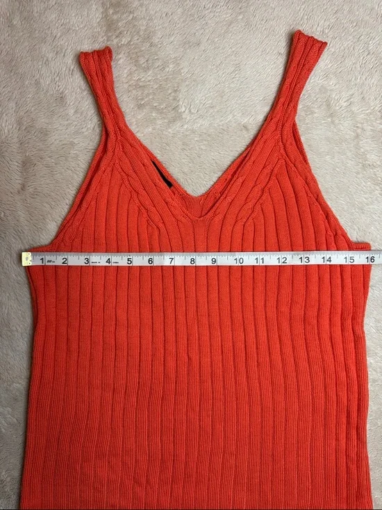 Talbots Bright Orange Ribbed V-Neck Tank - Picture 5 of 8